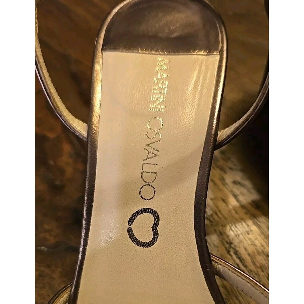 Martini Osvaldo Shoes Womens 37 Bronze Metallic Strappy Slingback Heels Italy‎ - Picture 5 of 10